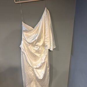 Pink Lily One Shoulder White Dress